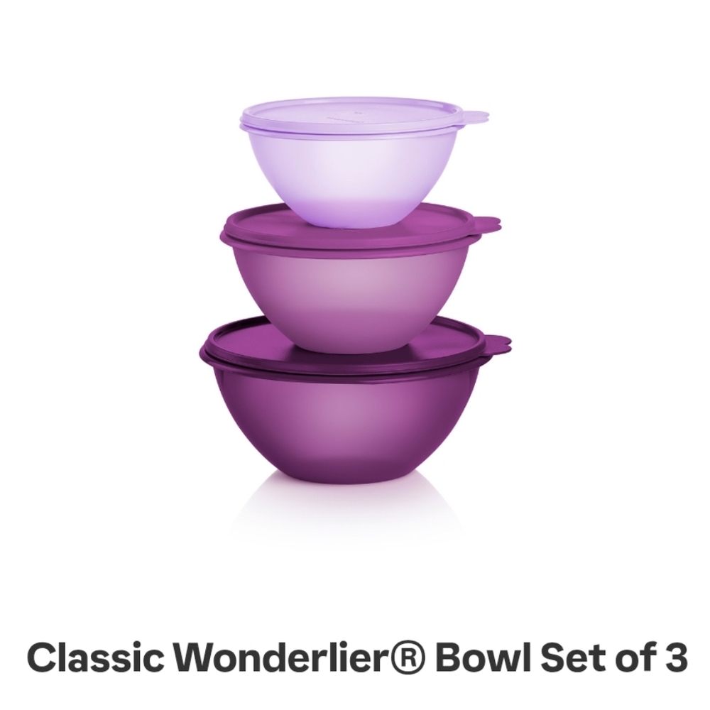 NEW TUPPERWARE Authentic Purple Classic Wonderlier Bowl Set